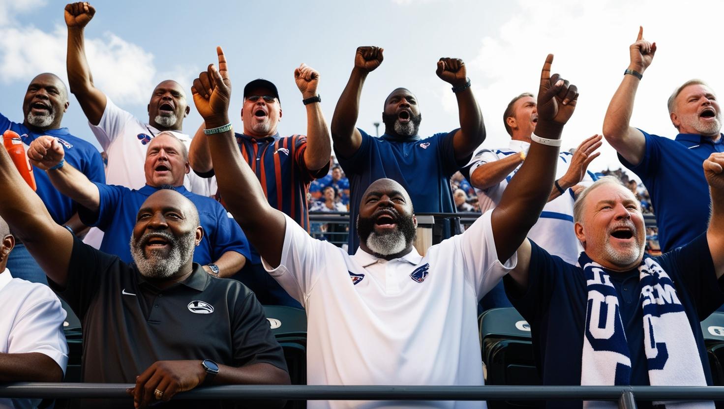 Crafting Captivating Headlines: Your awesome post title goes here Group Of 12 Men All Over 40years Old That Looks Like They Are In The Stands Cheering On A Football Team. 90 Of The Men In It Are Black. 2 Men Have Beards.